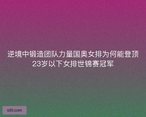 逆境中锻造团队力量国奥女排为何能登顶23岁以下女排世锦赛冠军