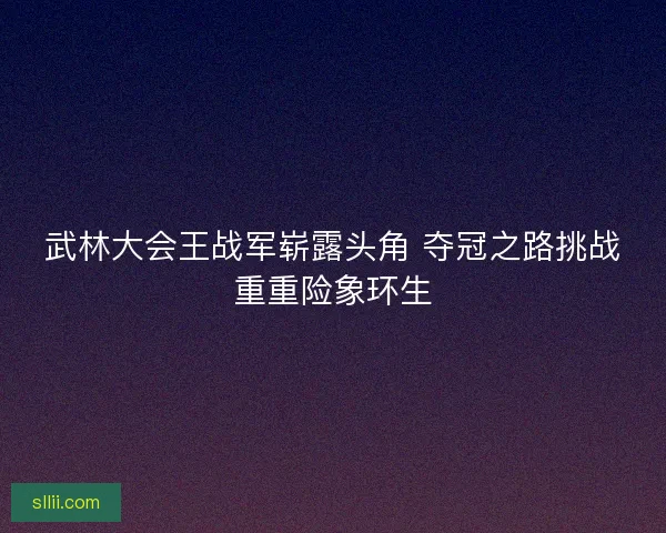 武林大会王战军崭露头角 夺冠之路挑战重重险象环生